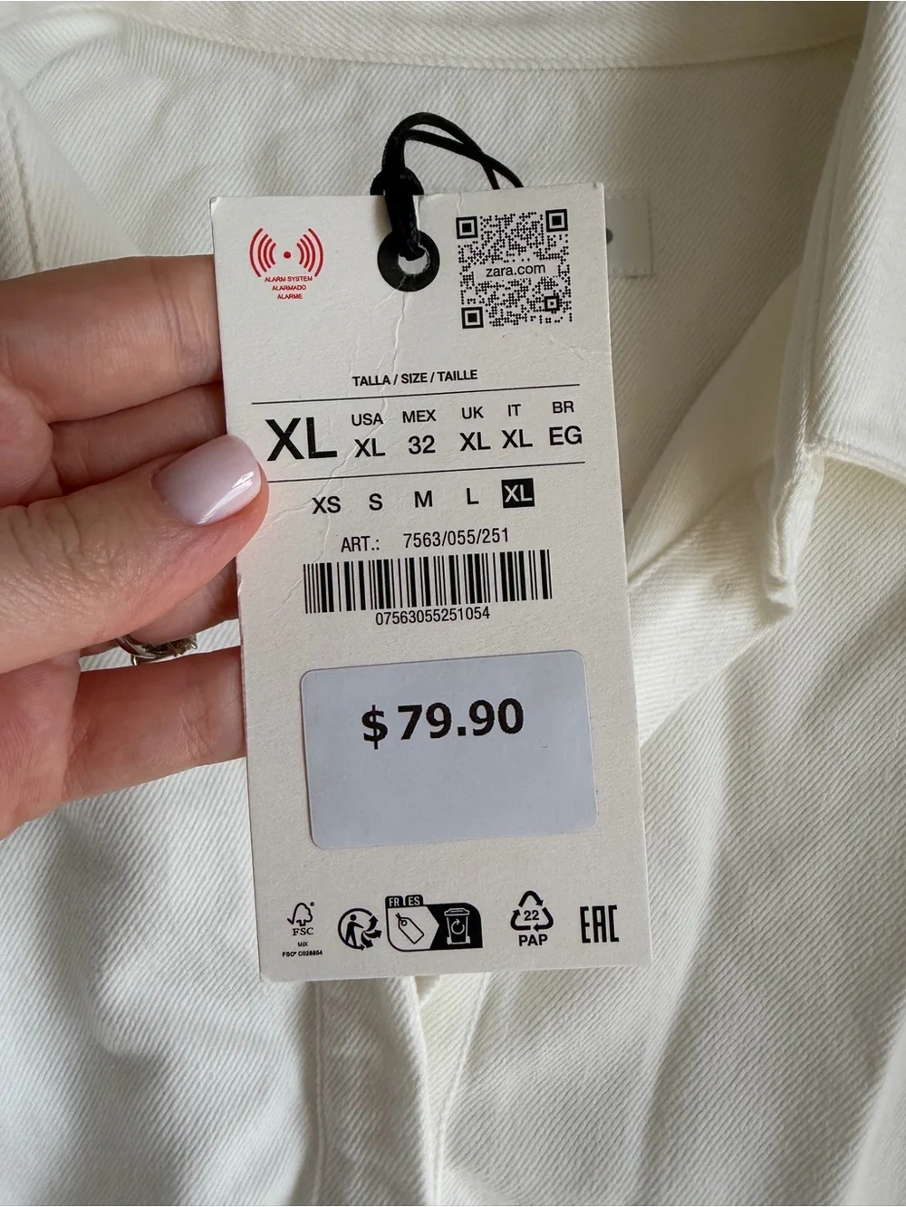 Zara ZW Collection White Denim Puff-Sleeve Button-Front Top - Picture 6 of 8